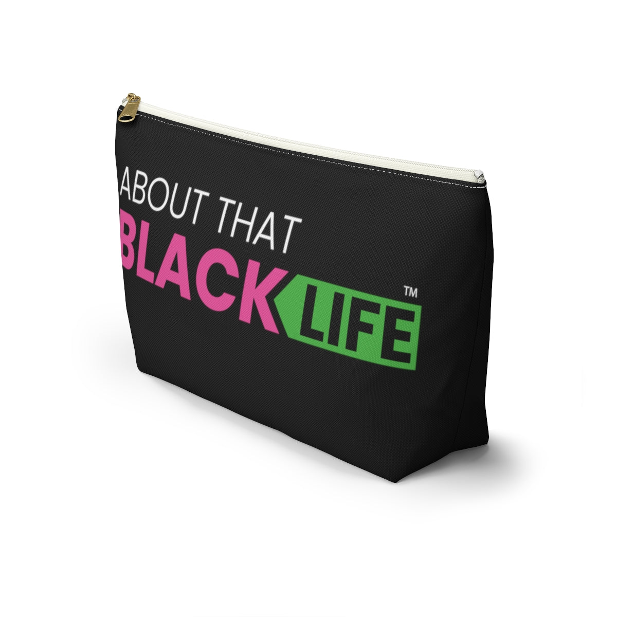 Accessory Pouch with T-bottom Pink and Green Logo