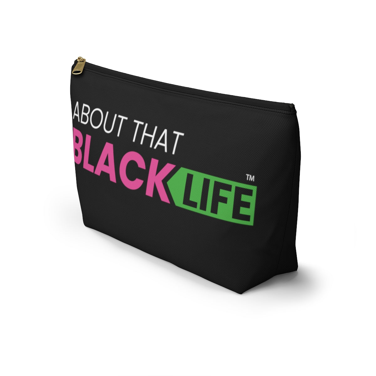 Accessory Pouch with T-bottom Pink and Green Logo
