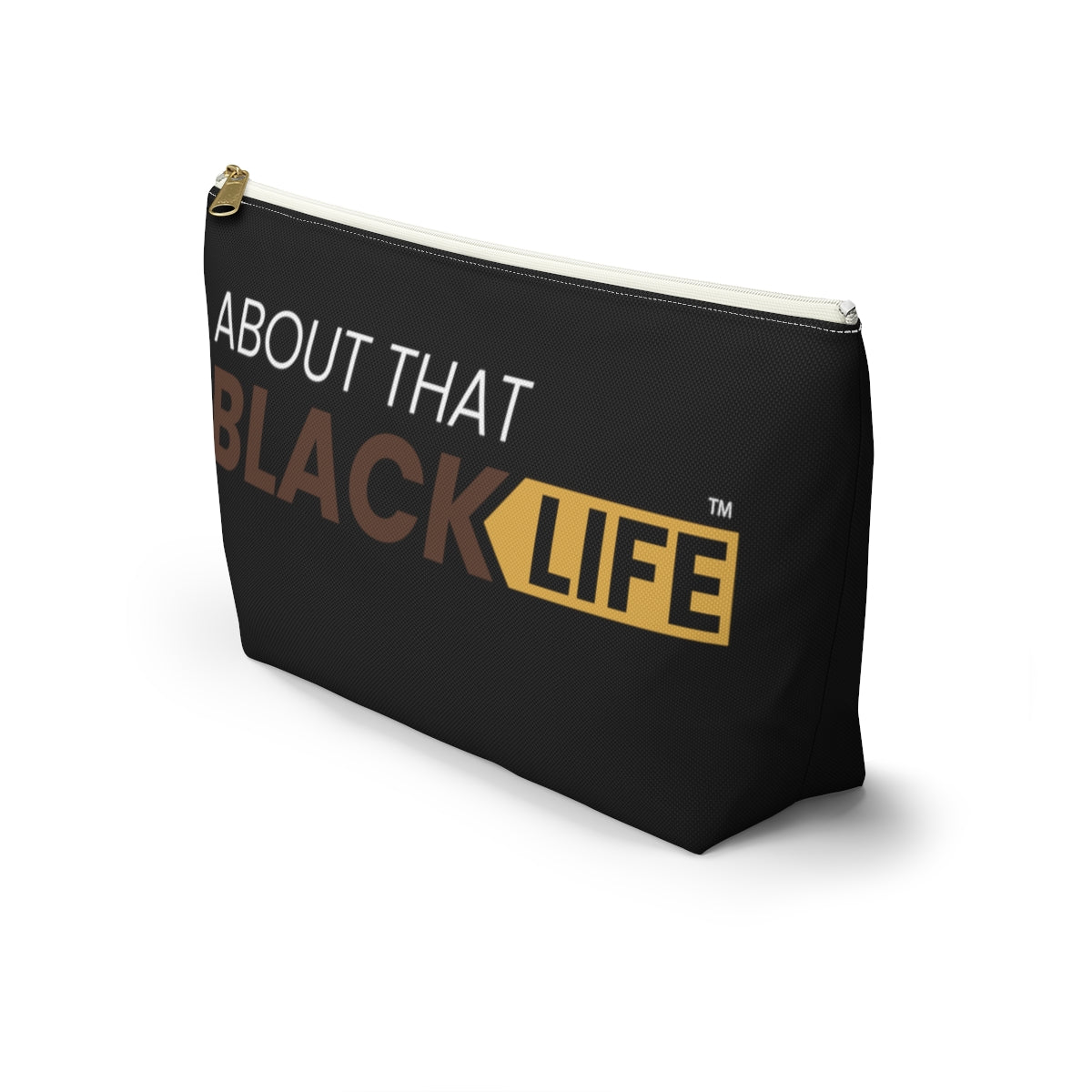 Accessory Pouch with T-bottom Brown and Gold Logo