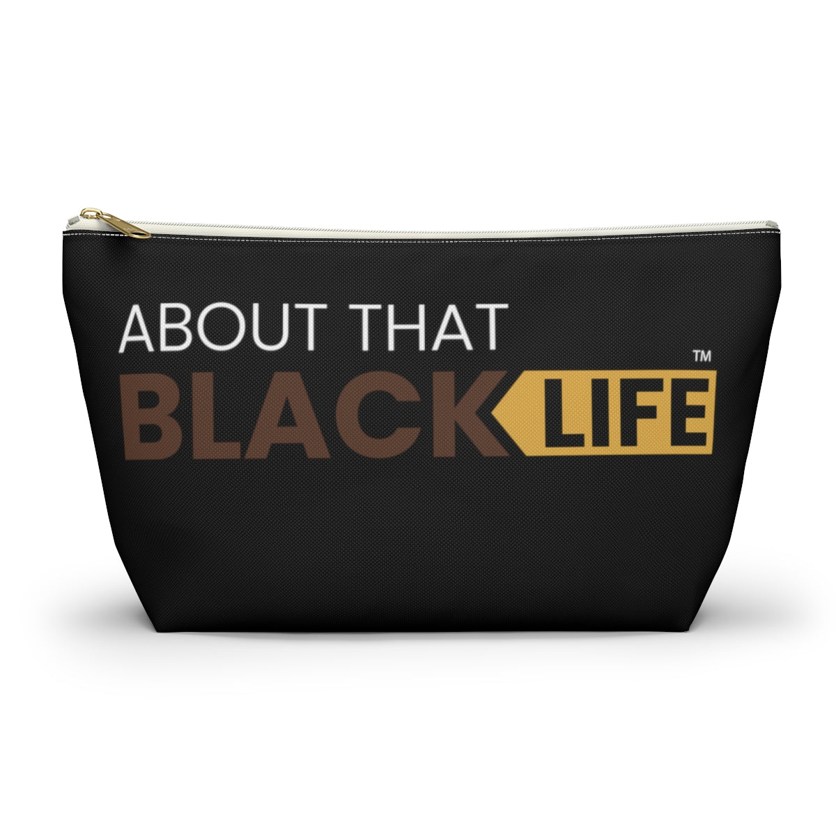 Accessory Pouch with T-bottom Brown and Gold Logo