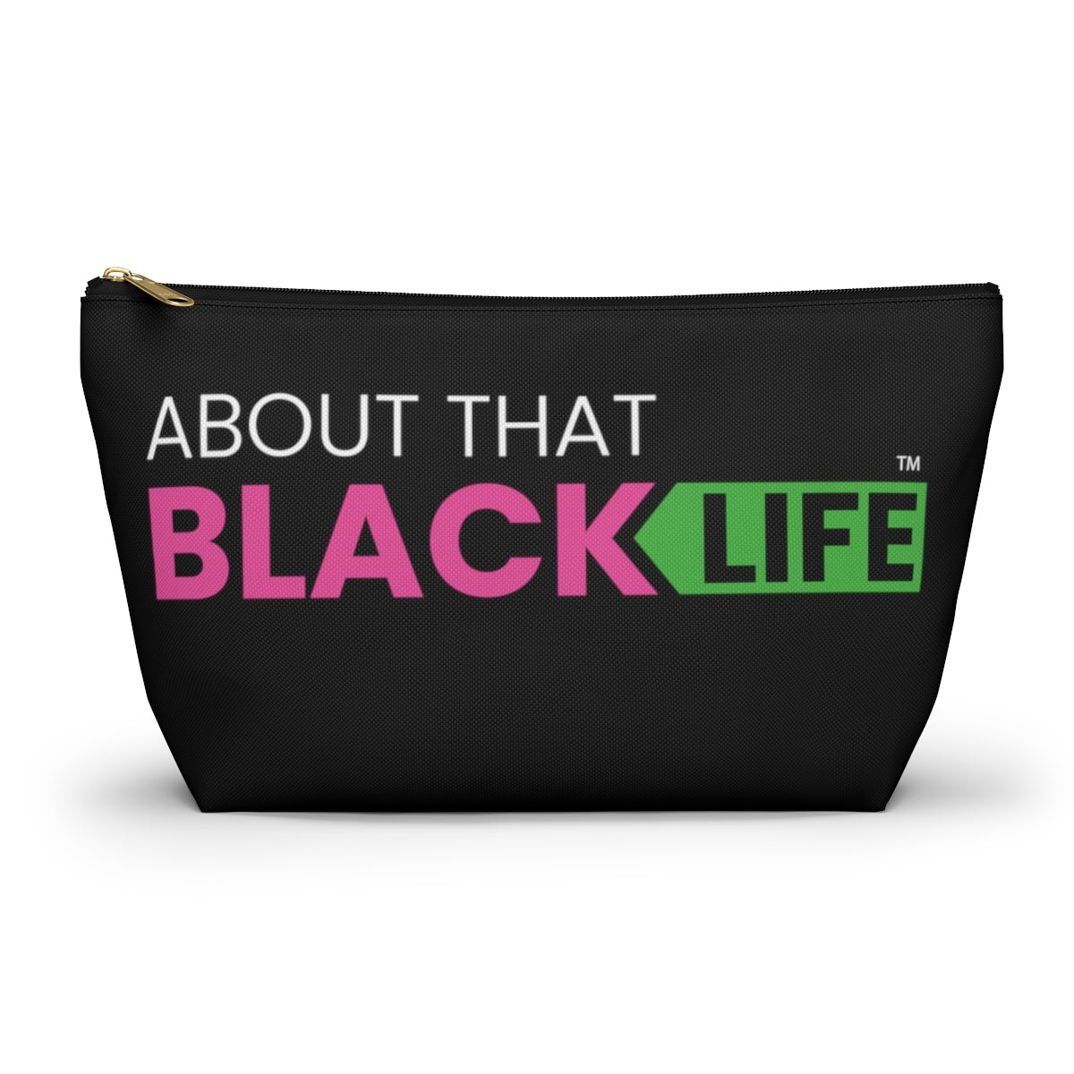 Accessory Pouch with T-bottom Pink and Green Logo
