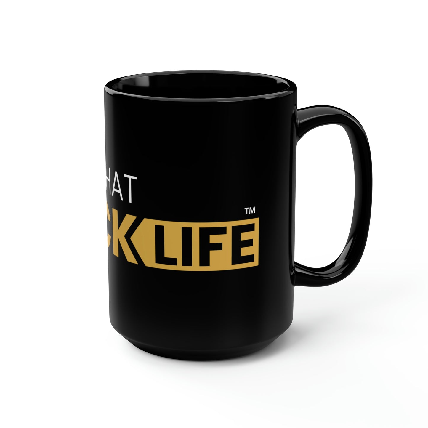 Black Mug, 15oz Black and Gold ATBL Logo
