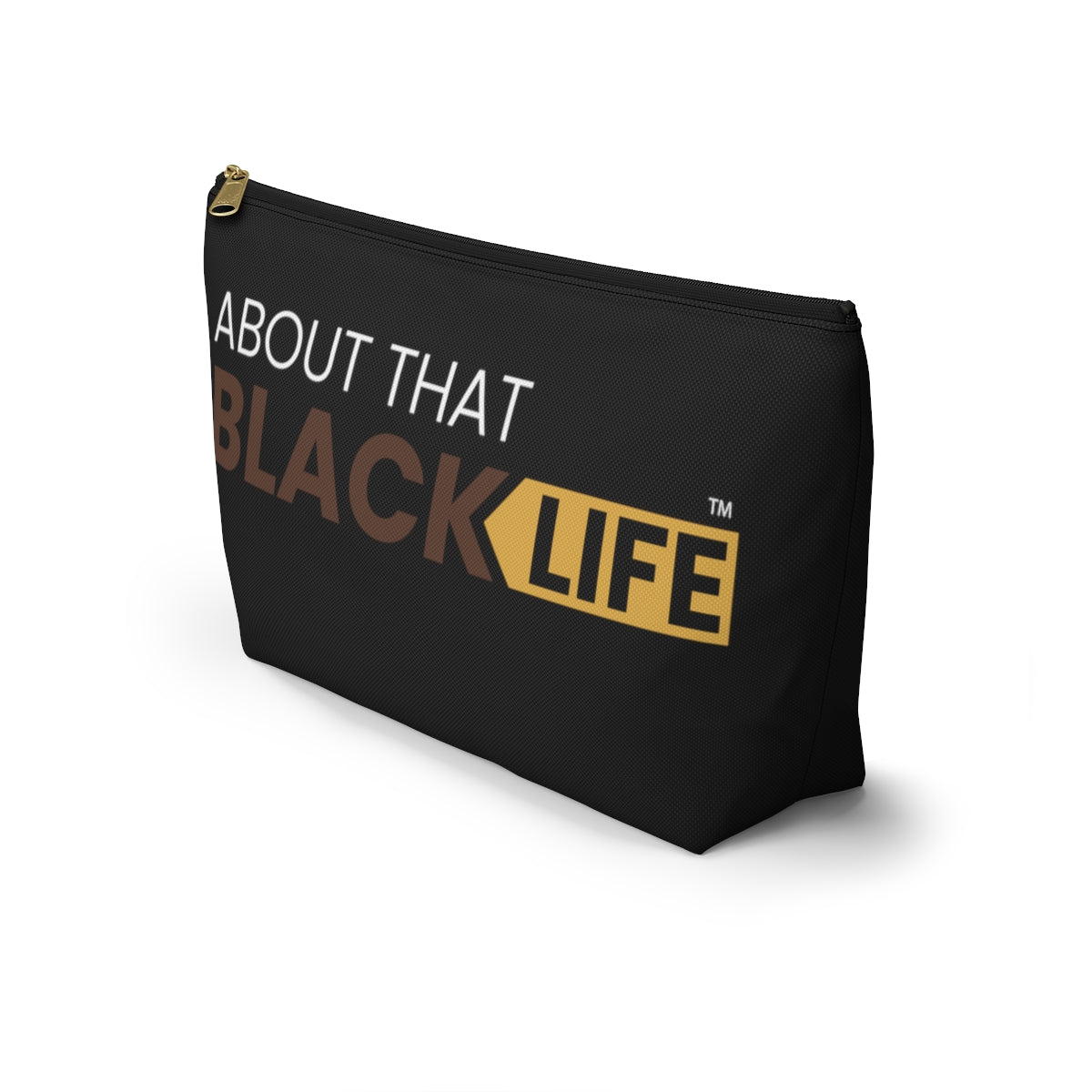 Accessory Pouch with T-bottom Brown and Gold Logo