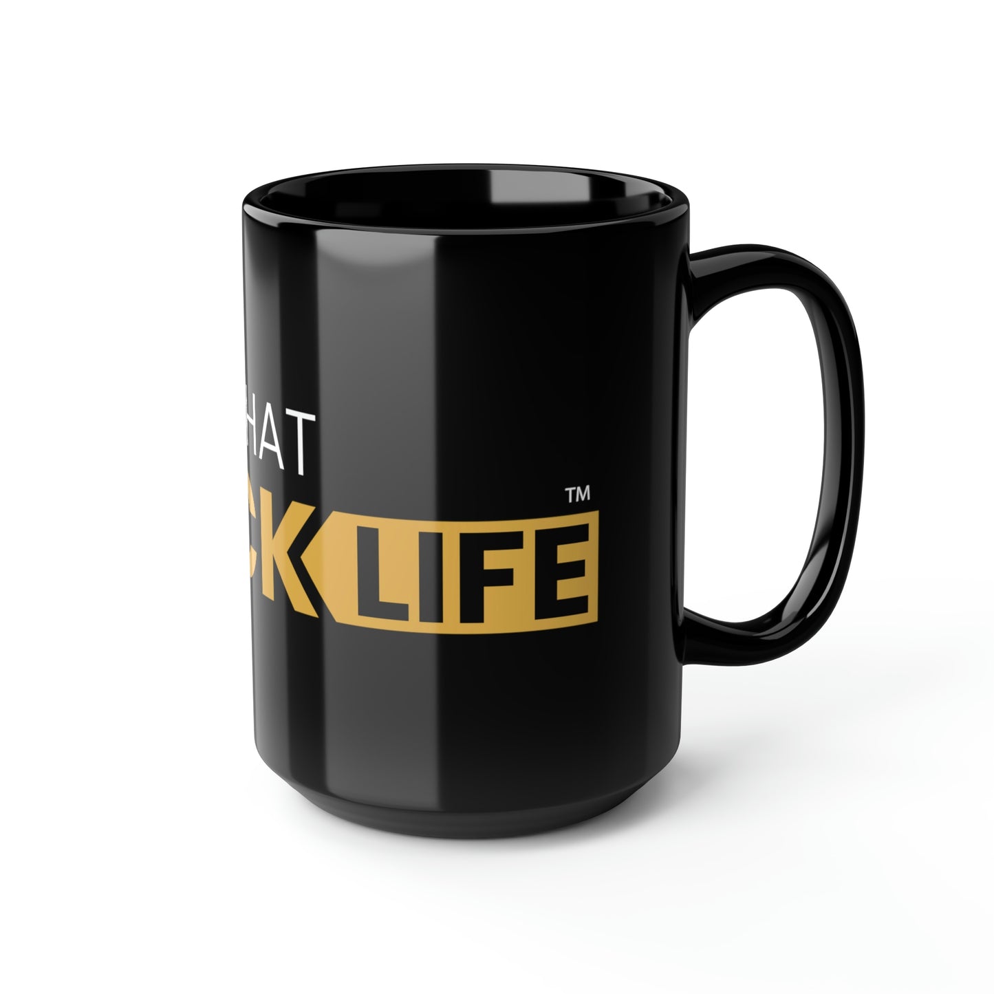 Black Mug, 15oz Black and Gold ATBL Logo
