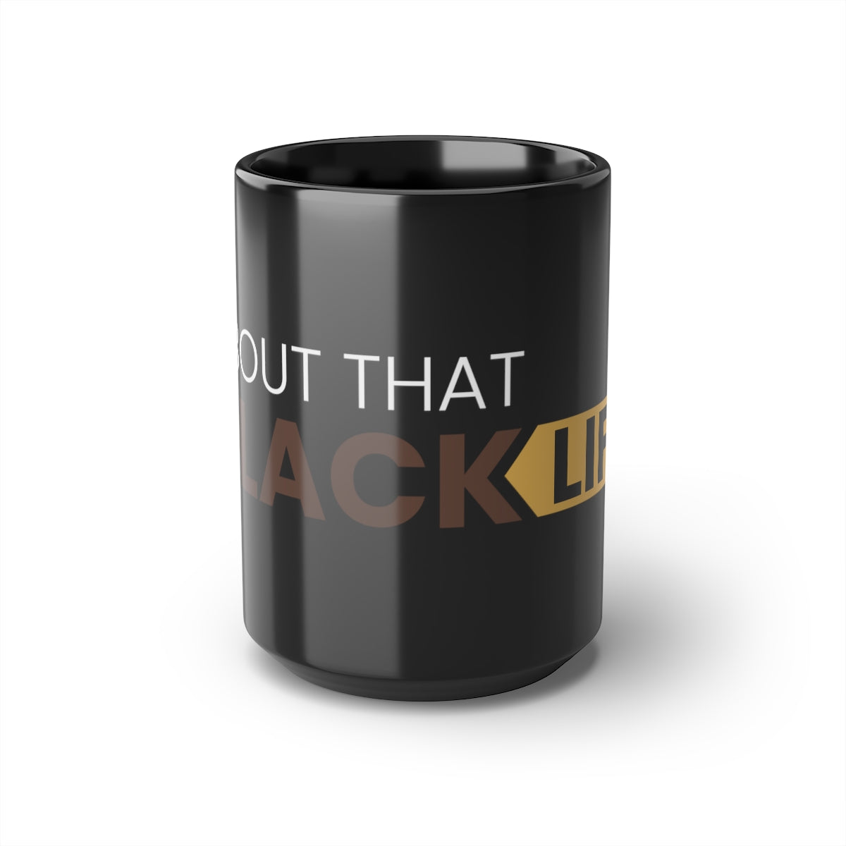 Black Mug, 15oz Brown and Gold ATBL Logo