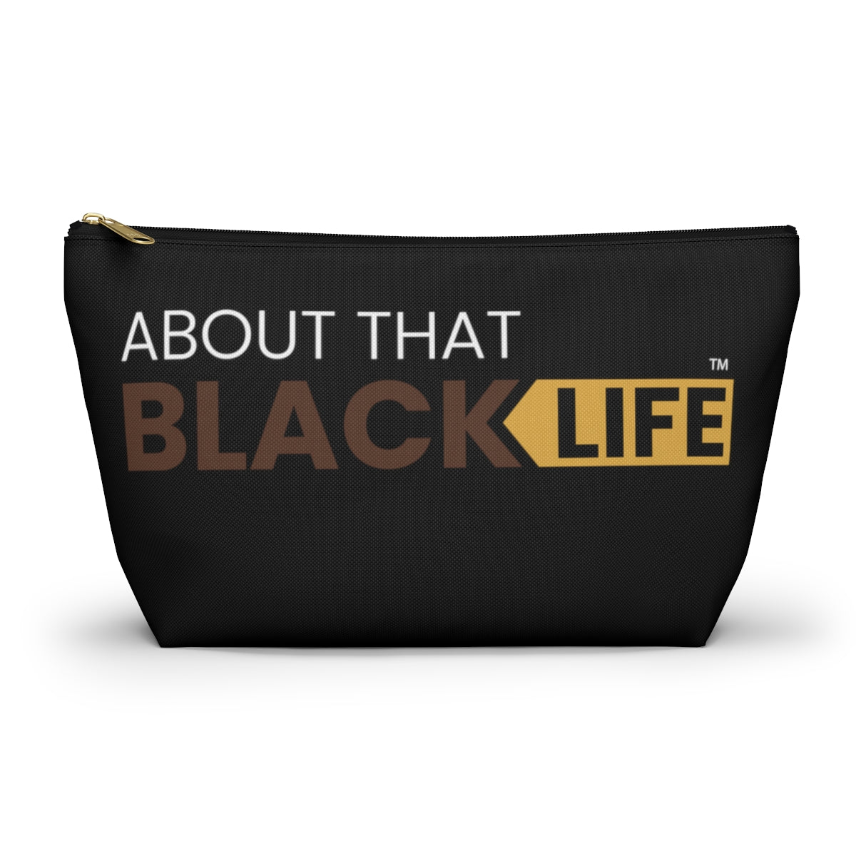 Accessory Pouch with T-bottom Brown and Gold Logo