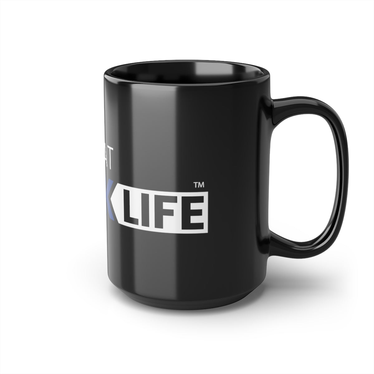 Black Mug, 15oz Blue and White ATBL Logo