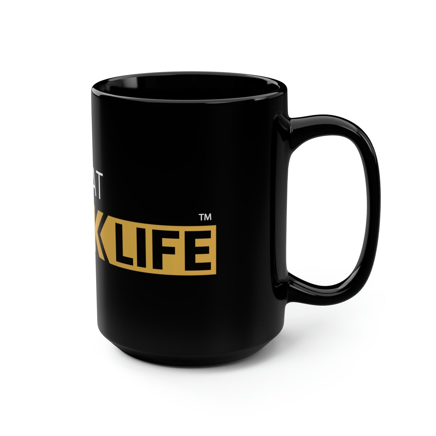 Black Mug, 15oz Black and Gold ATBL Logo