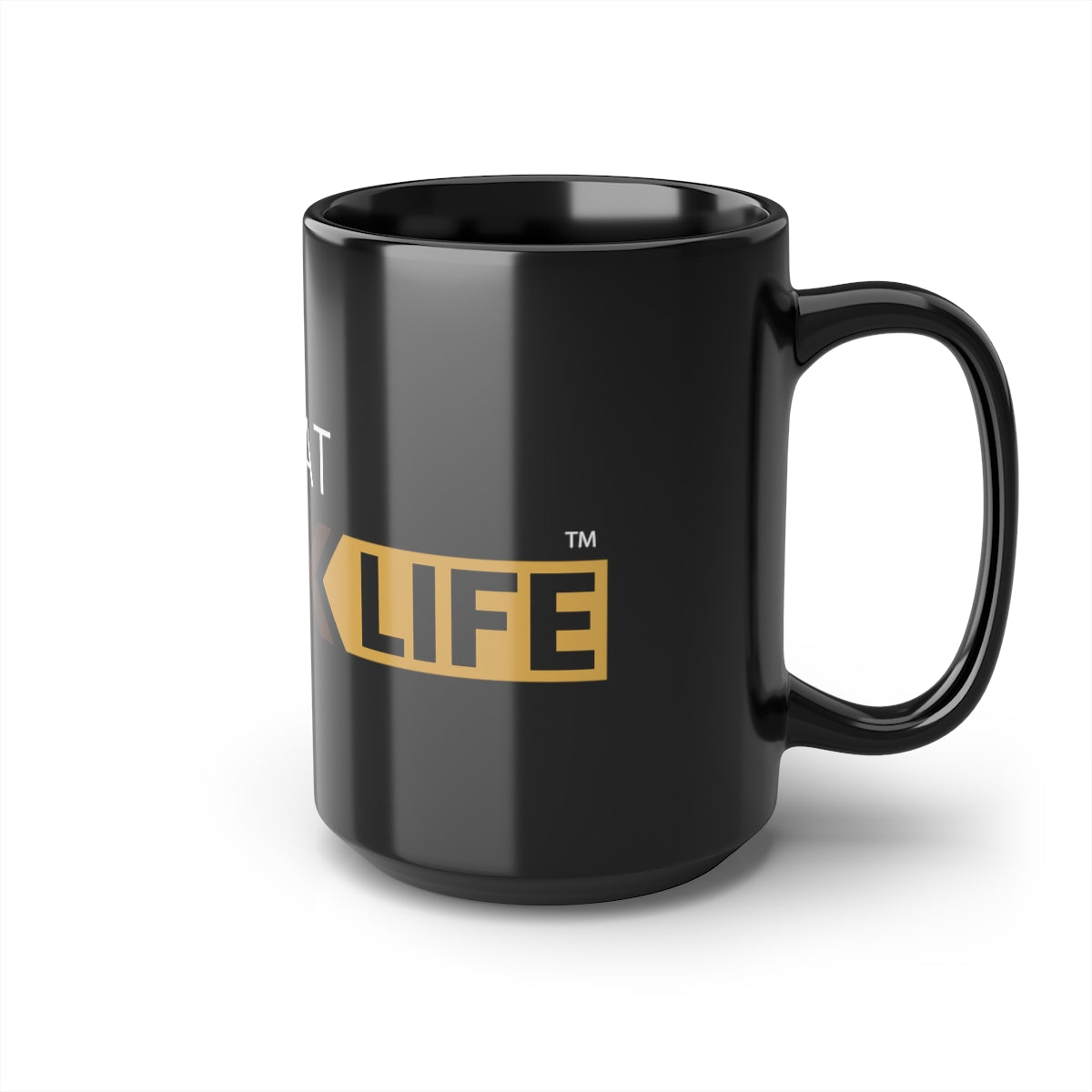 Black Mug, 15oz Brown and Gold ATBL Logo