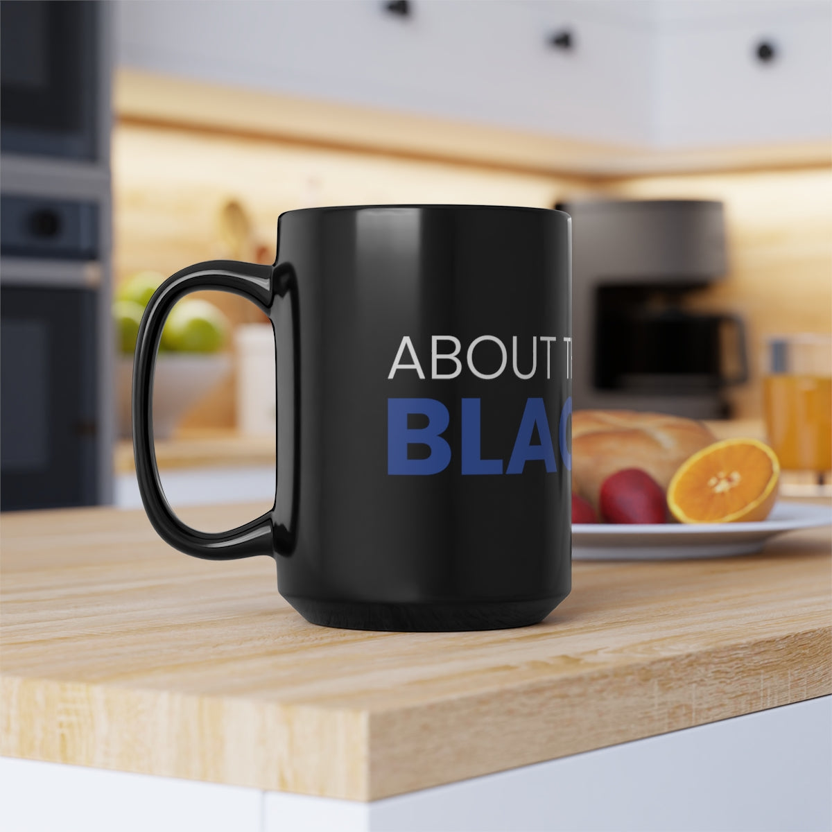Black Mug, 15oz Blue and Gold ATBL Logo