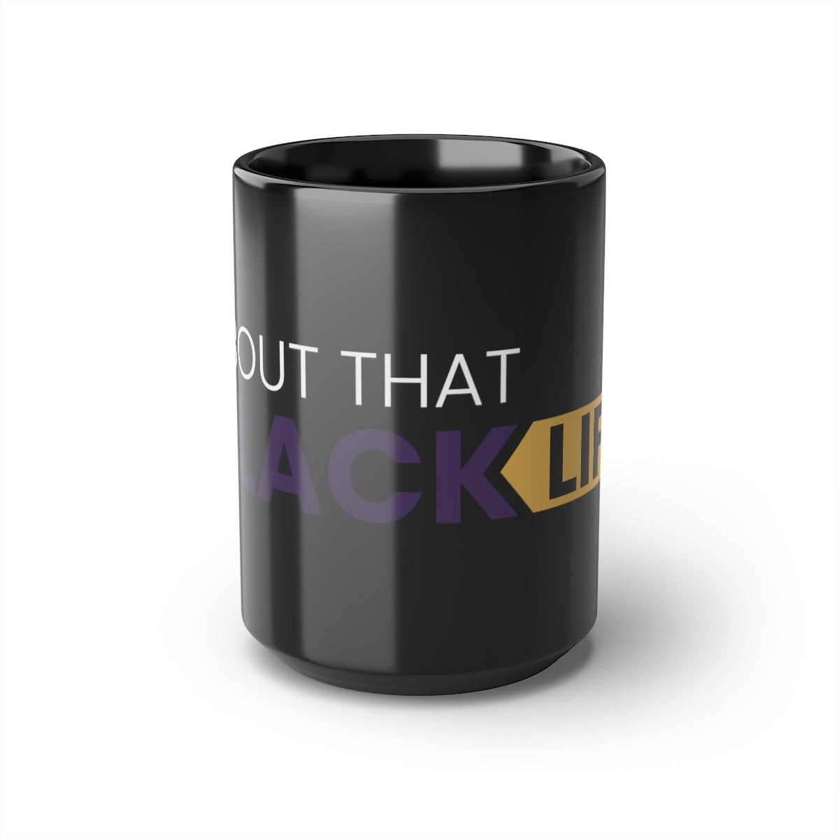 Black Mug, 15oz Purple and Gold ATBL Logo