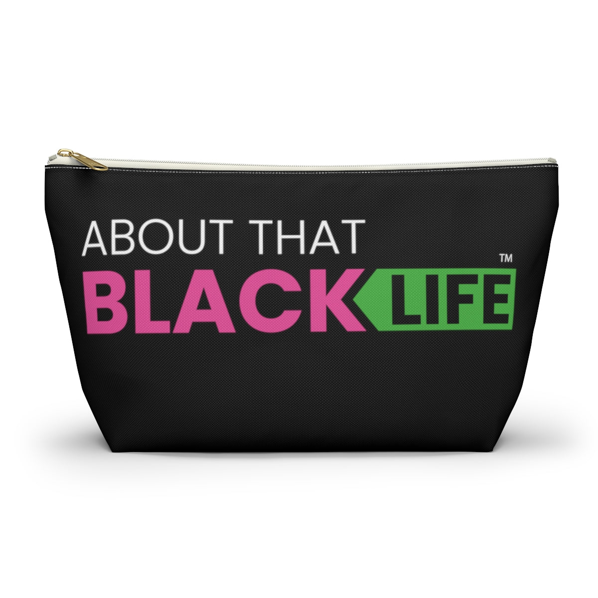 Accessory Pouch with T-bottom Pink and Green Logo