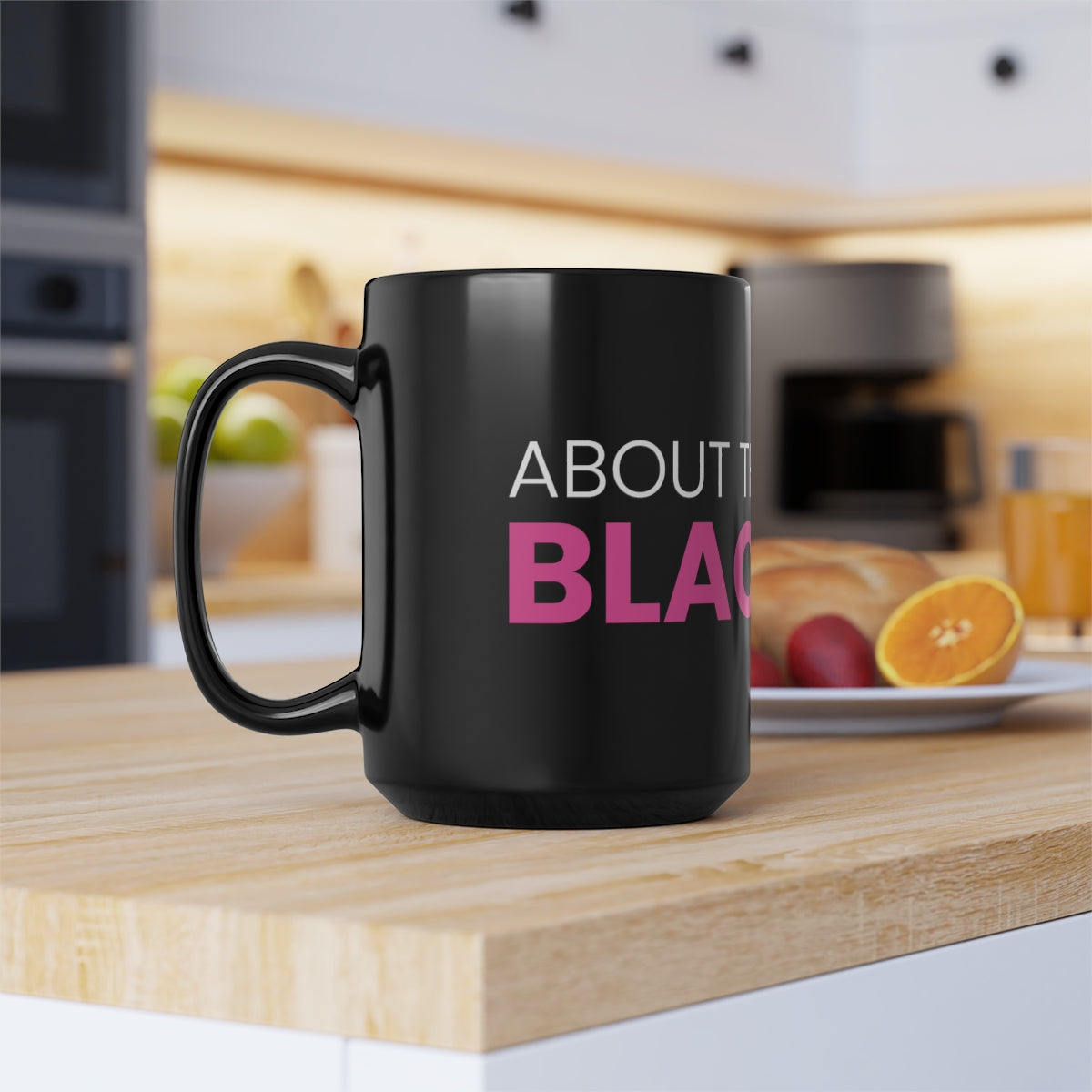 Black About That Black Life Mug, 15oz Pink and Green ATBL Logo