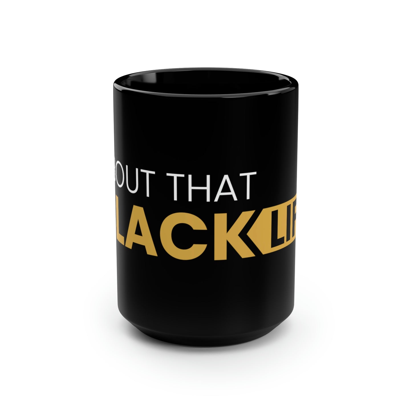 Black Mug, 15oz Black and Gold ATBL Logo