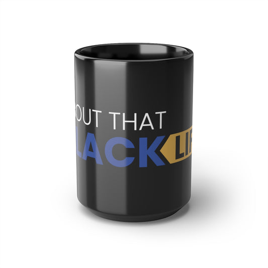 Black Mug, 15oz Blue and Gold ATBL Logo